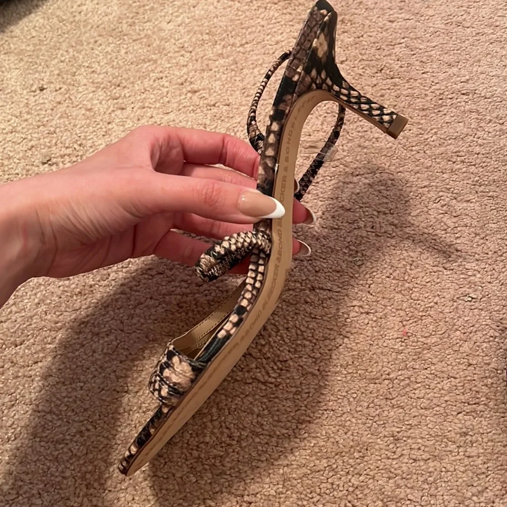 Women's Snake-Print Strappy Sandals - Brown/Black